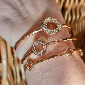 Rose Gold Stack Set Bracelets Rhinestones